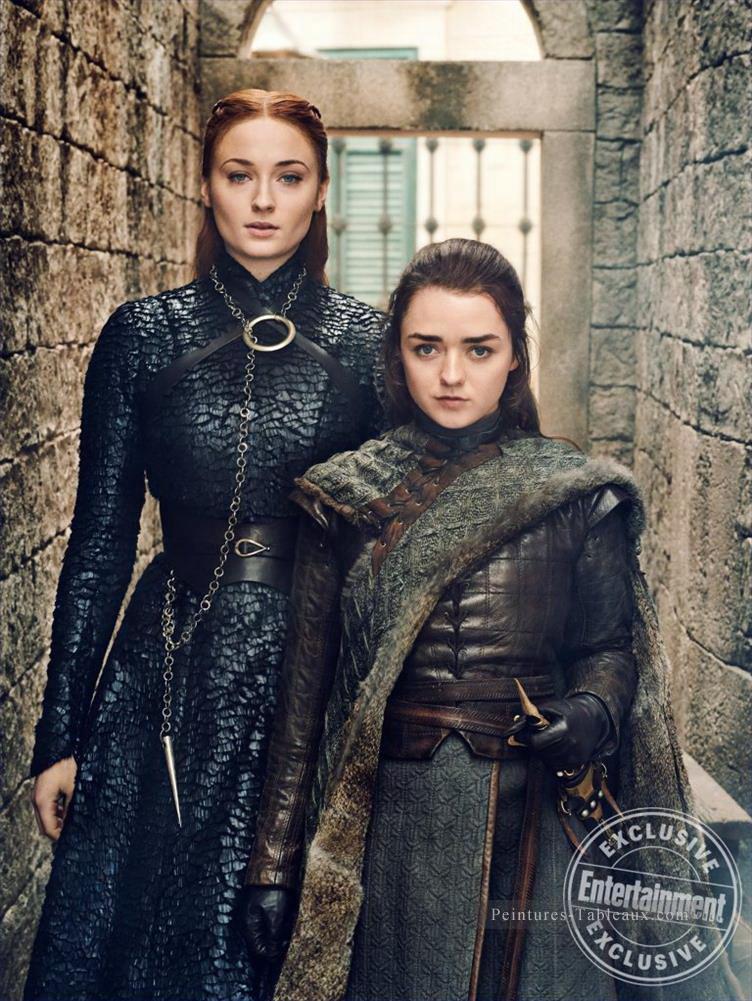 Sansa et Arya Stark Le Trône de fer Peintures à l'huile